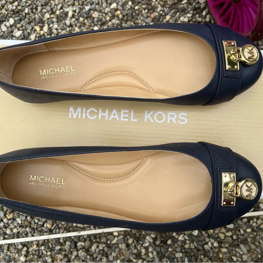 Michael Kors Navy Leather Flats